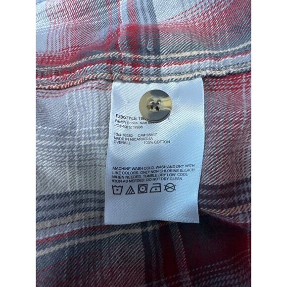 Timberland Pro Mens Original Fit Red & Gray Plaid Button-Up Shirt Size XL - Picture 6 of 8